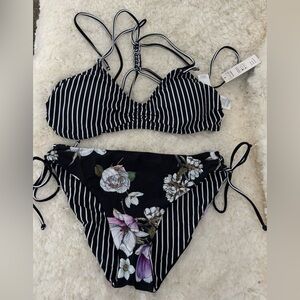 Cupshe Black and White Striped Bikini